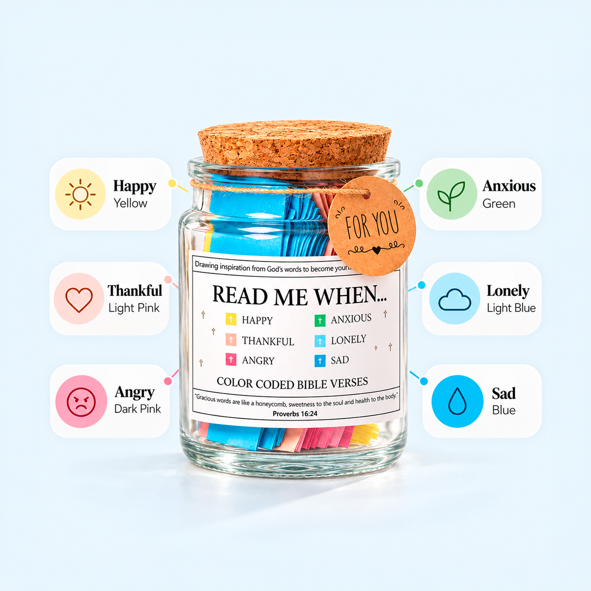 (GIFTING OFFER) Handmade 90 Day Bible Verses Jar (Free Christian Gift Box)